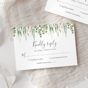 Eukalyptus Greenery Moderne Hochzeit RSVP Karte