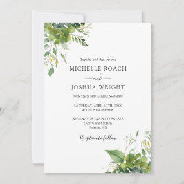 Eukalyptus Greenery Moderner QR Code Hochzeit Einladung