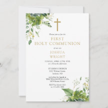 Eukalyptus Greenery Monogram First Holy Communion