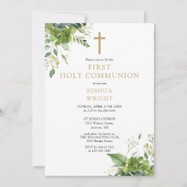 Eukalyptus Greenery Monogram First Holy Communion Einladung