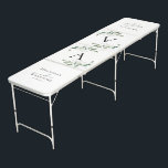 Eukalyptus Greenery Monogram Wedding Beer Pong Tisch<br><div class="desc">Dieses schöne Design mit seinem Aquarell Eukalyptus-Grün kann mit den Namen der Paare und dem Hochzeitstag personalisiert werden.</div>