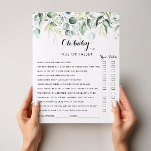 Eukalyptus Greenery Oh Baby Shower Game