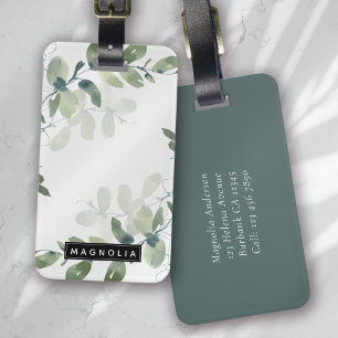 Eukalyptus Greenery Personalisiert Monogram Name Gepäckanhänger
