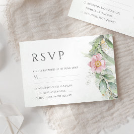 Eukalyptus Greenery Pink Floral Wedding RSVP