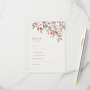 Eukalyptus Greenery & Pink Florals Wedding RSVP Karte