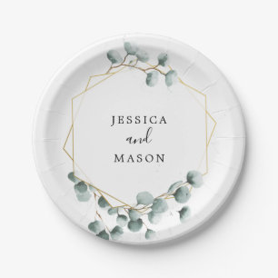 Eukalyptus Greenery Polterabend Paper Plate Pappteller