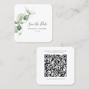Eukalyptus Greenery QR Code Save the Date Karte