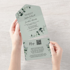 Eukalyptus Greenery QR Code UAWG Sage Wedding All In One Einladung