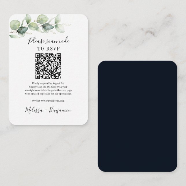 Eukalyptus Greenery QR Code UAWG Wedding Begleitkarte (Vorne/Hinten)