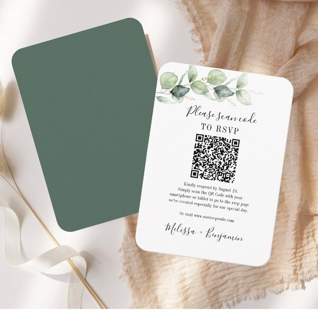 Eukalyptus Greenery QR Code UAWG Wedding Simple Begleitkarte (Eucalyptus Greenery QR Code RSVP Wedding Simple Enclosure Card)