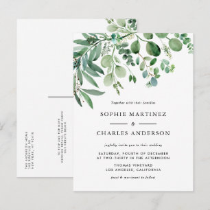 Eukalyptus Greenery QR Code Wedding Einladungspostkarte