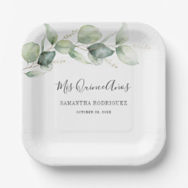 Eukalyptus Greenery Quinceanera 15. Geburtstag Pappteller