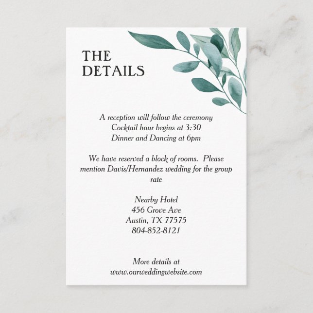 Eukalyptus Greenery Rahmen Grün Blau Weiß Begleitkarte (Vorderseite)