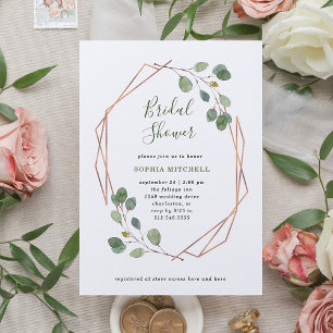 Eukalyptus Greenery Rose Gold Geo Brautparty Einladung