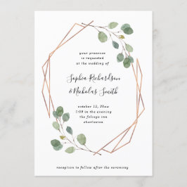 Eukalyptus Greenery | Rose Gold Geometric Wedding Einladung