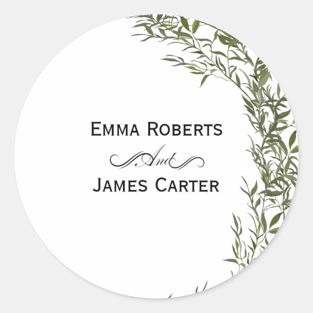 Eukalyptus Greenery Round Sticker (Vorderseite)