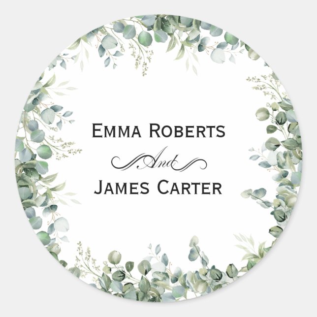 Eukalyptus Greenery Round Sticker (Vorderseite)