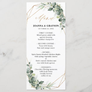 Eukalyptus Greenery Rustic Geometric Wedding Menükarte