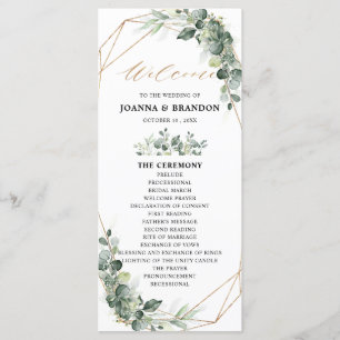Eukalyptus Greenery Rustic Geometric Wedding Programm