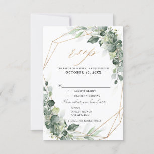 Eukalyptus Greenery Rustic Geometric Wedding RSVP Karte