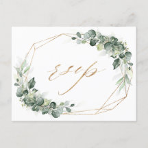 Eukalyptus Greenery Rustic Geometric Wedding RSVP