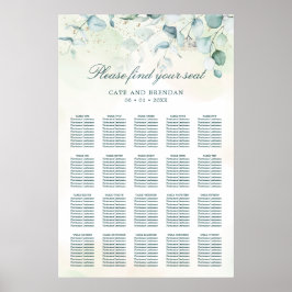 Eukalyptus Greenery Rustic Wedding Seating Chart Poster