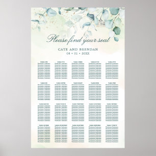 Eukalyptus Greenery Rustic Wedding Seating Chart Poster