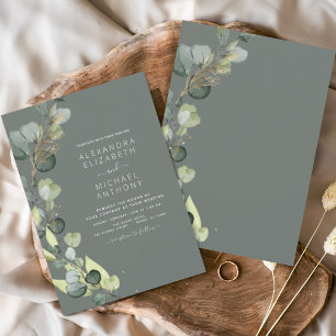 Eukalyptus Greenery Sage Green Elegante Hochzeit Einladung
