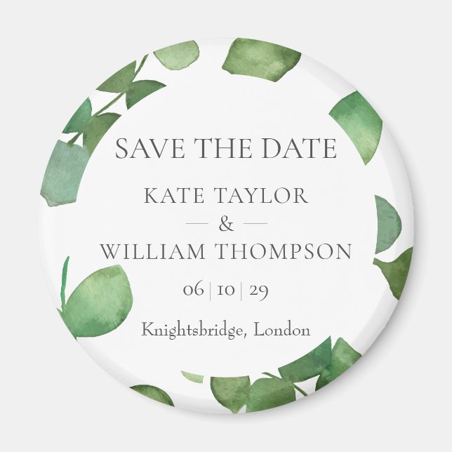Eukalyptus Greenery Save the Date Magnet (Vorne)