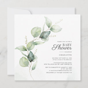 Eukalyptus Greenery Script Botanical Baby Shower Einladung