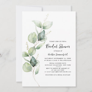 Eukalyptus Greenery Script-Brautparty Einladung