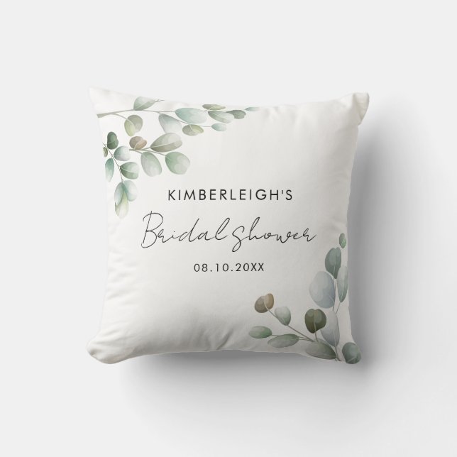 Eukalyptus Greenery Script-Brautparty Kissen (Vorderseite)