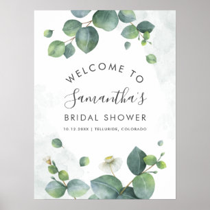 Eukalyptus Greenery Script Name Brautparty Poster