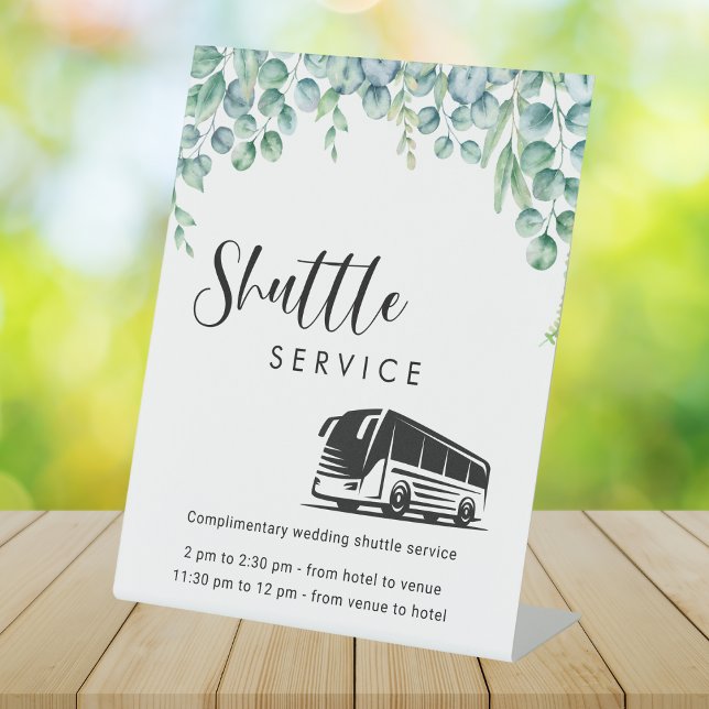 Eukalyptus Greenery Shuttle Service Wedding Sign Sockelschild (Von Creator hochgeladen)
