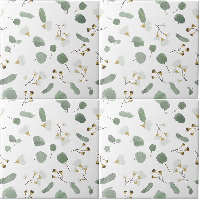 Eukalyptus Greenery Silver Dollar Gum Blüten Fliese (Eucalyptus Greenery Silver Dollar Gum Blossoms Ceramic Tile)