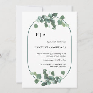 Eukalyptus Greenery Simple Monogram Einladung