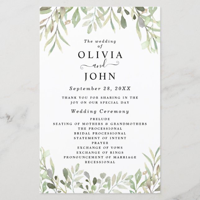 Eukalyptus Greenery Simple Wedding (Vorderseite)