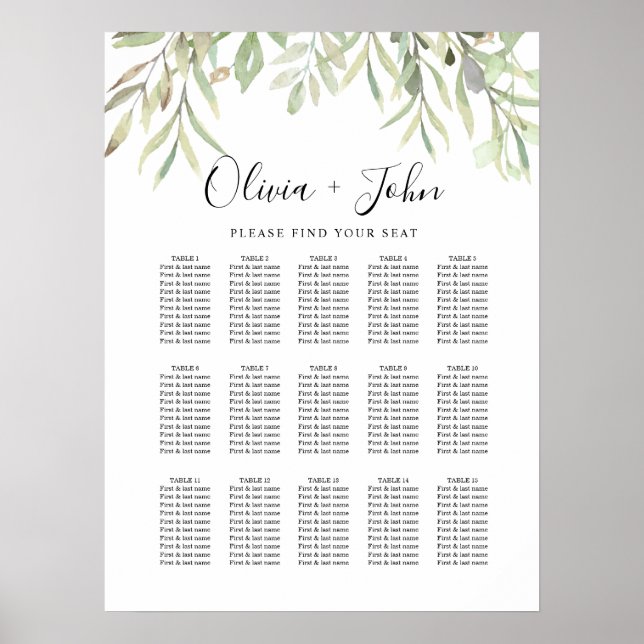 Eukalyptus Greenery Simple Wedding Poster (Vorne)