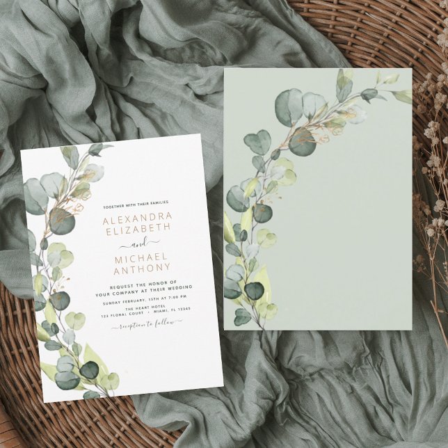 Eukalyptus Greenery Succulent Elegant Wedding Einladung (Von Creator hochgeladen)