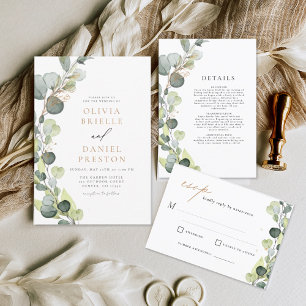 Eukalyptus Greenery Succulent Elegant Wedding Einladung