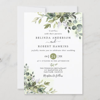 Eukalyptus Greenery Succulent Wedding Einladung