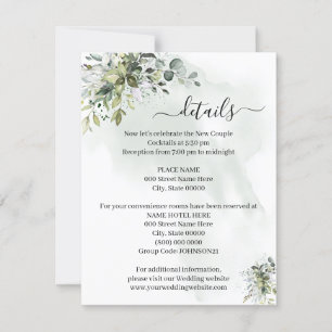 Eukalyptus Greenery Succulent Wedding Insert Card Einladung