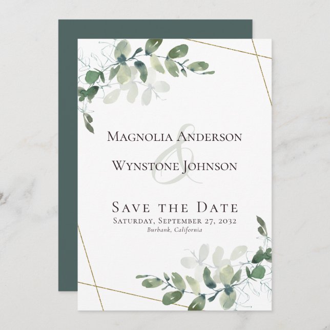 Eukalyptus Greenery Succulent Wedding Rett The Dat Save The Date (Vorne/Hinten)