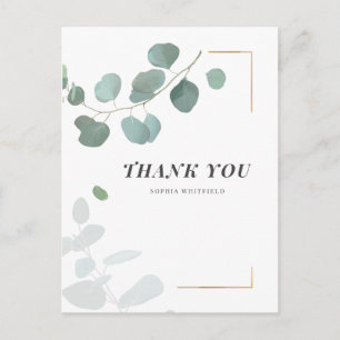 Eukalyptus Greenery Succulents Gold Frame Postkarte