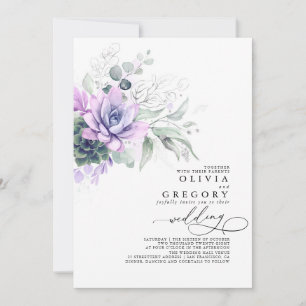 Eukalyptus Greenery Succulents und Silver Wedding Einladung
