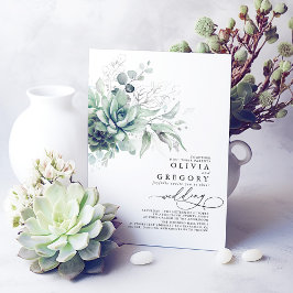 Eukalyptus Greenery Succulents und Silver Wedding Einladung