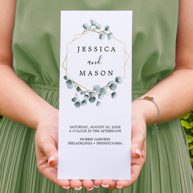 Eukalyptus Greenery Tri-Fold Wedding Program Flyer (Von Creator hochgeladen)