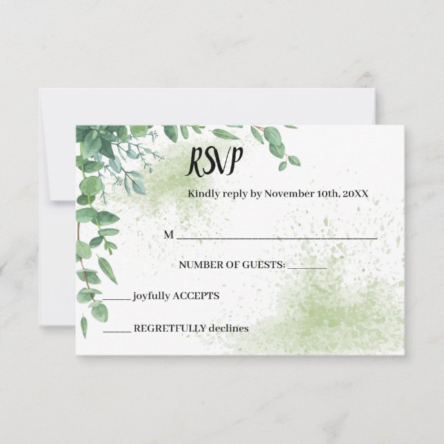 Eukalyptus Greenery UAWG Wedding Response Card RSVP Karte (Vorderseite)