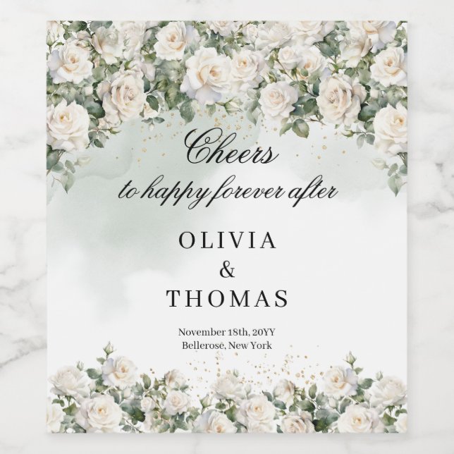 Eukalyptus Greenery und Gold Weinetikett (Einzelnes Label)