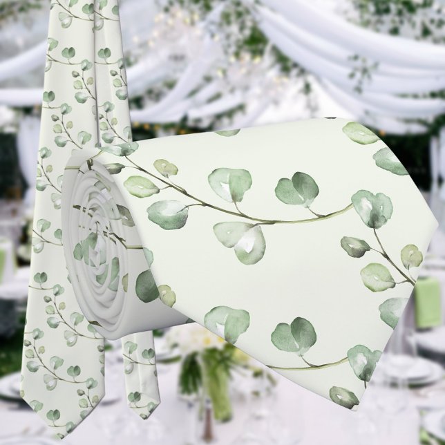 Eukalyptus Greenery Vine Sage Green Wedding Krawatte (Von Creator hochgeladen)